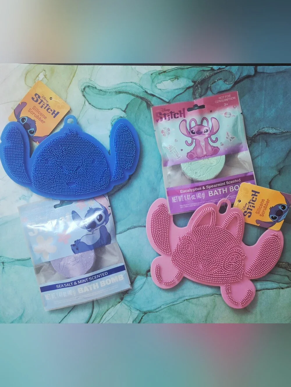 Disney Angel Silicone Bath Bomb And Silicone Scrubber Gift with mesh Puff
